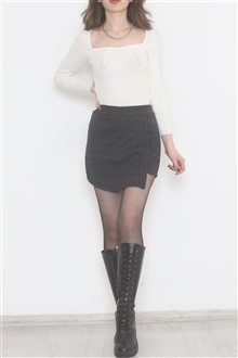Patterned Jacquard Skirt Burgundy Black