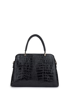Tamer Tanca Women's Genuine Leather Black Croco Handbag