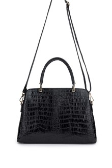 Tamer Tanca Women's Genuine Leather Black Croco Handbag